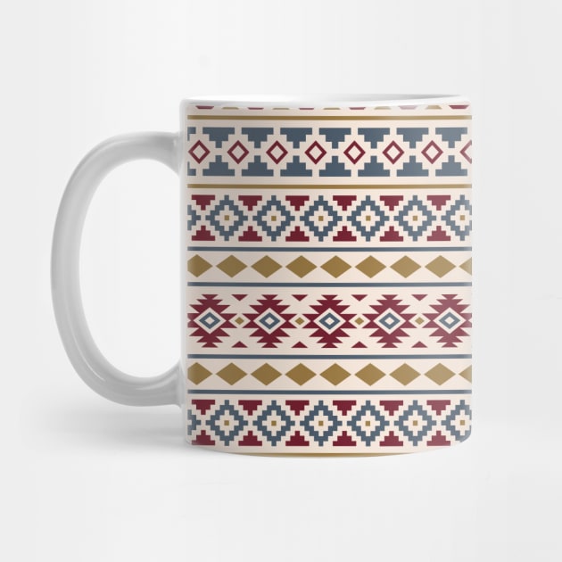 Aztec Essence Pattern II Blue Red Gld Crm by NataliePaskell